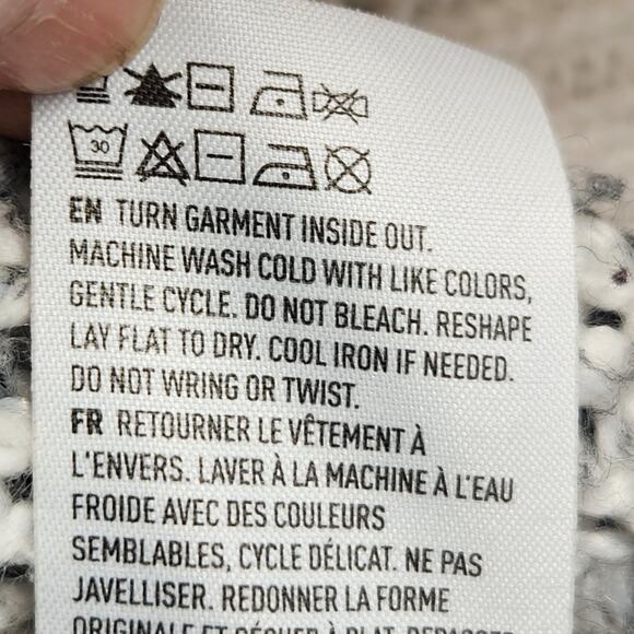 American Eagle Womens Cropped Cardigan Sweater L Cream Fair Isle V-Neck Knit EUC - Picture 11 of 13